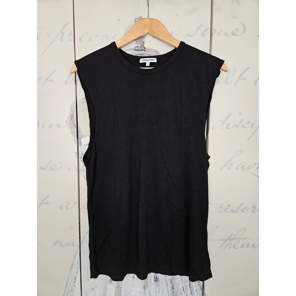 Cotton Citizen Mens Black Supima Cotton Muscle Tank Top Small Made in USA 8367